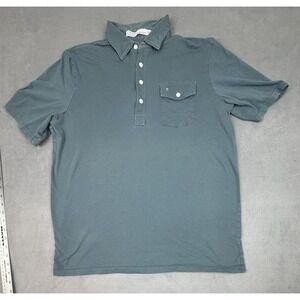 Croquet Polo Shirt Mens Large Green Organic Cotton Preppy Academia Chest Pocket